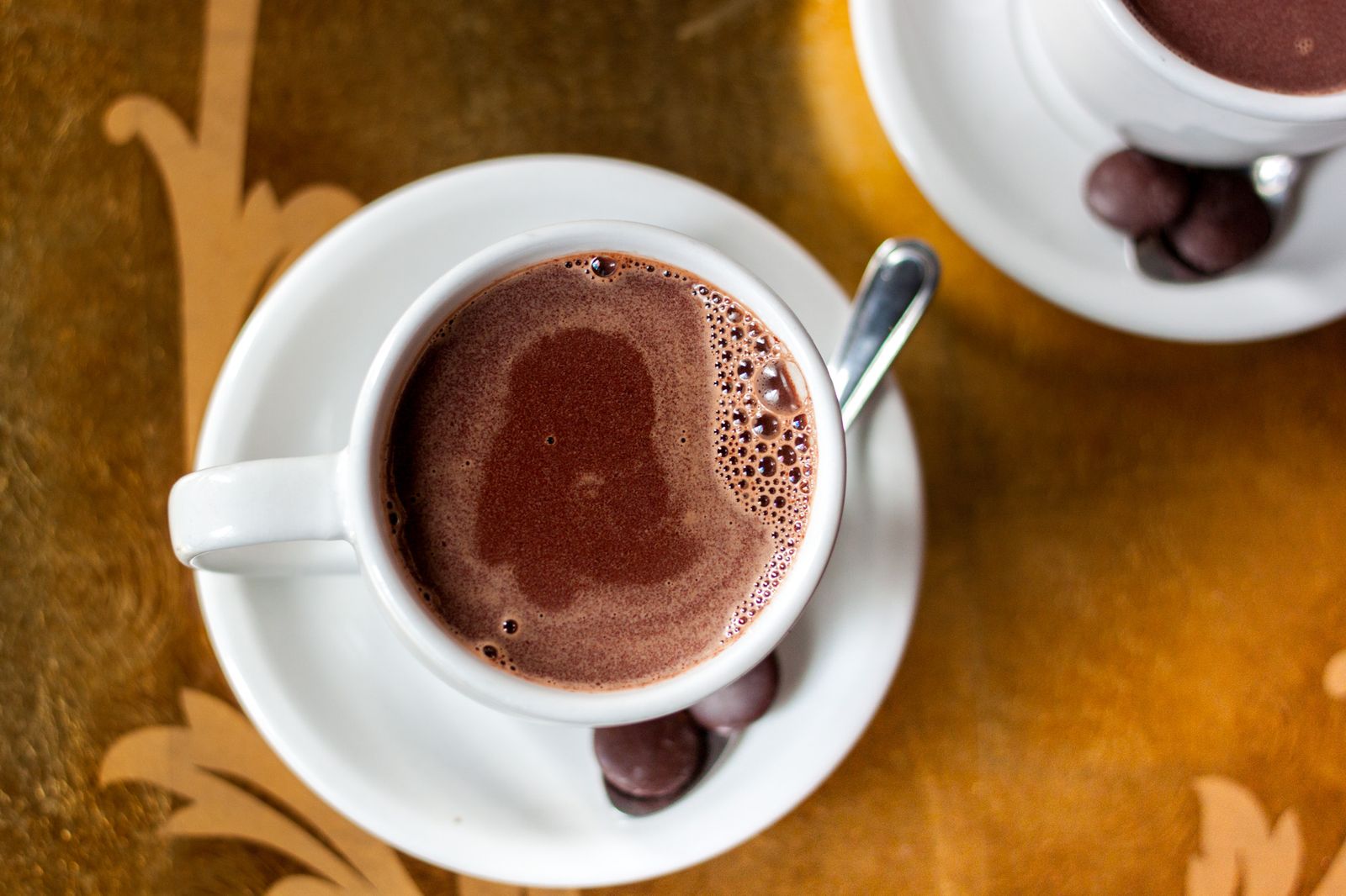 House hot chocolate with chocolate truffles